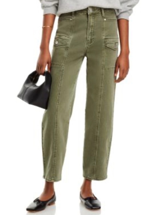PAIGE Denim - PAIGE Alexis Utility Barrel Leg Jeans Olive Green High Rise Crop Women’s 29